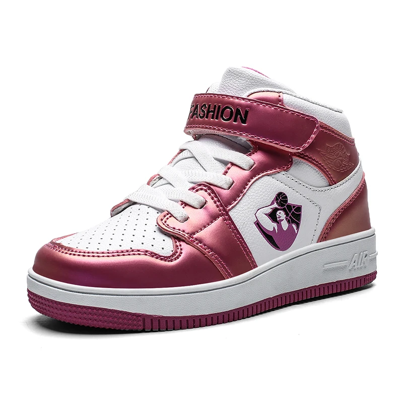 Pink Новые противоударные спортивные синие кроссовки для подростков, светоотражающие цвета, модная детская обувь для мальчиков, обувь Jordan - Цвет: Pink