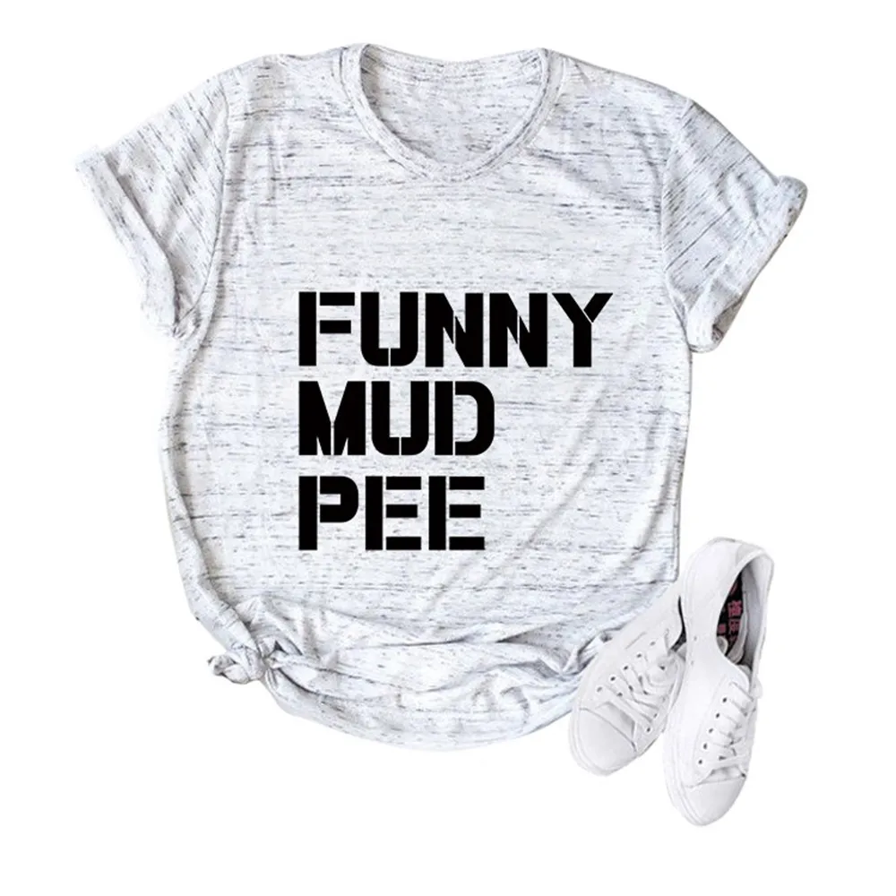 Женская забавная одежда MUD PEE размера плюс женские футболки с коротким рукавом и