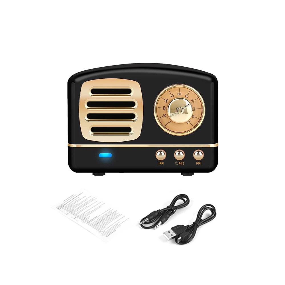 

Mini Wireless Stereo Speaker Rechargeable Retro Speaker Built-in Microphone Support BT Conncetion TF Card USB AUX Input