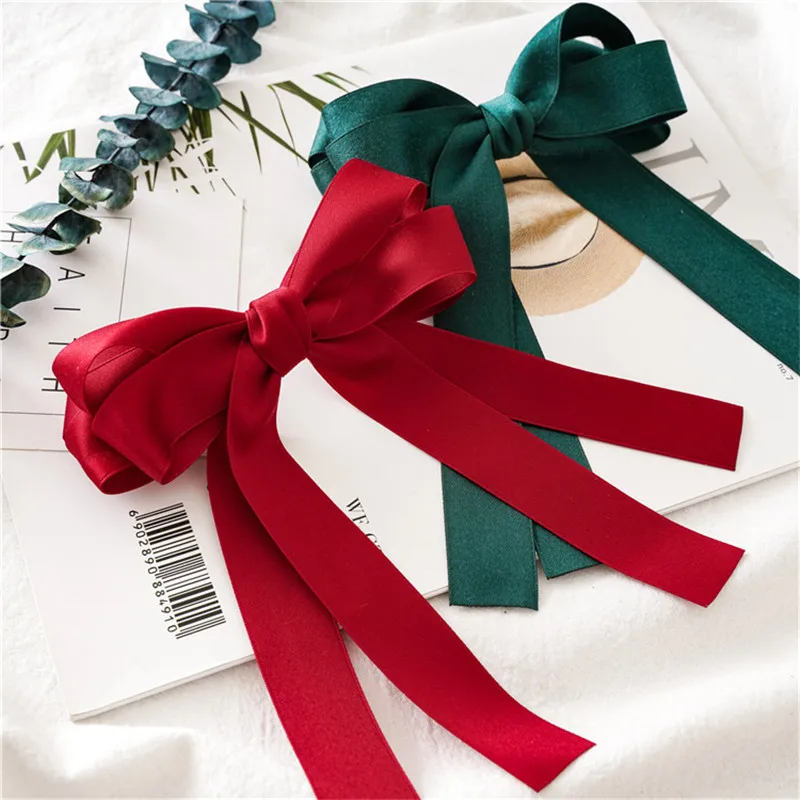 

Women Bowknot Ribbon Hair Clips Elegant Solid Streamer Bow Hairpins Hair Accessories Girl Barrettes Ladies Hair Clip Barrette