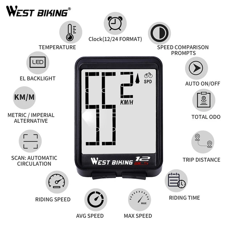 

Bicycle Computer Waterproof With Backlight Force Wireless Cycling Computer Bike Speedometer Odometer Stopwatch Multi-Functions