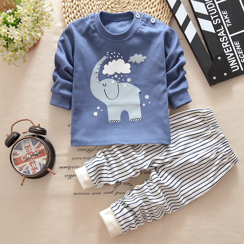 

2021 New Baby Boys Clothing Set Kids Pajamas Suit Children Tracksuit Boys Long Shirt + Trousers Sleepwear Casual Clothes