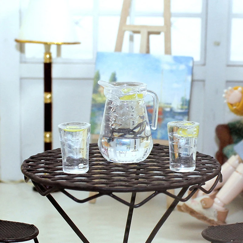 

Simulation Mini Juice Jug Cup Set Drink Milk Model Toys for Doll House Decoration 1/12 Dollhouse Furniture Accessories Gifts