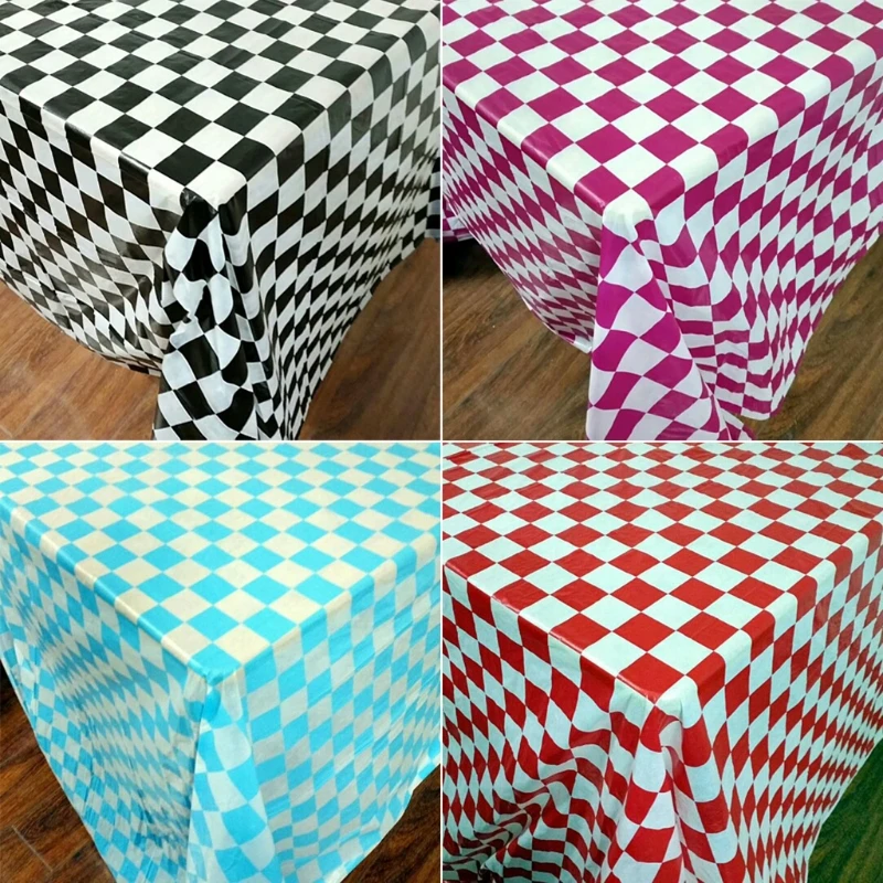 2020 новая Одноразовая Скатерть прямоугольная пластиковая клетчатая печать