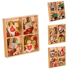 Деревянные подвесные украшения для новогодней елки, Санта-Клаус, снеговик, 12 шт., 2022