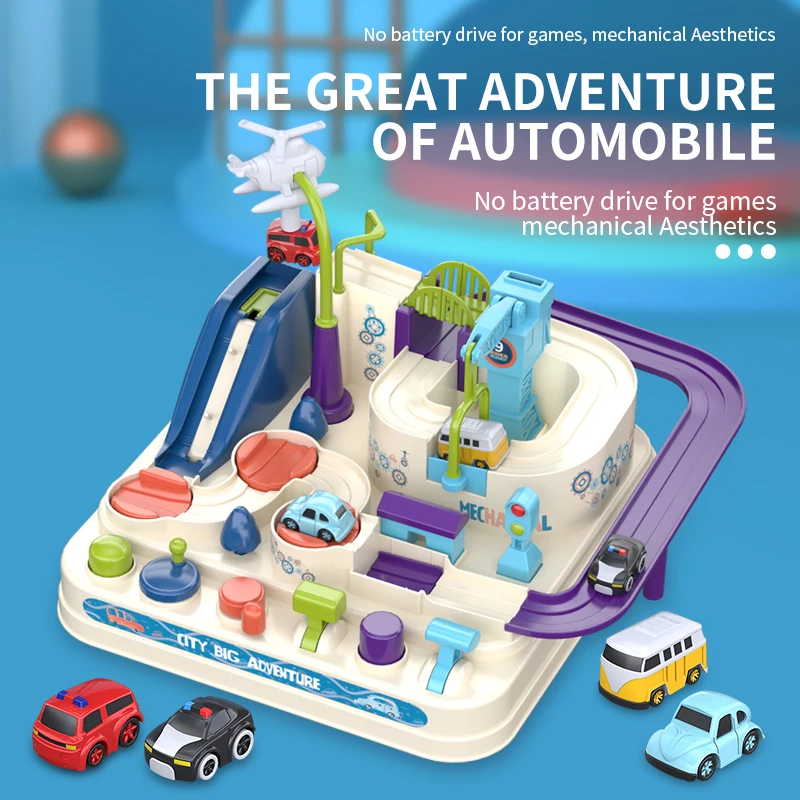 

Race Rail Car Train Track Toy Set for Kid Educational Montessori Children Racing Car Brain Adventure Game Interactive Play Toy