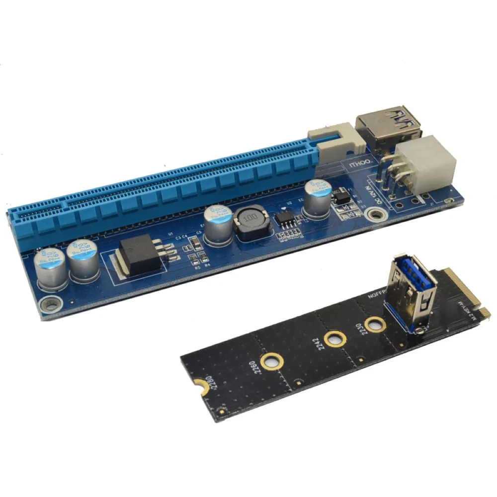 

M.2 to PCI-E X16 Slot Adapter Card NGFF Pcie Riser Card NVME VGA Extension Cable 4Pin 6Pin SATA for Miner Mining