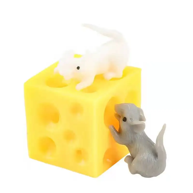 

Squeeze Cheese Fidget Toys Rubber Simulated Cheese With 2 Mini Mice Stress Anxiety Sensory Relief Toy Kids Adults Gift