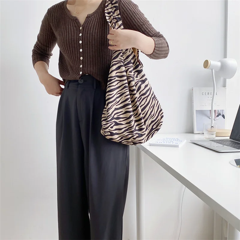 Корейская модная Холщовая Сумка на плечо с принтом зебры сумки для женщин