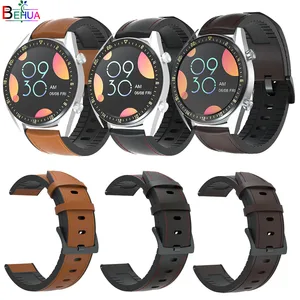 Силиконовый + кожаный ремешок 22 мм, ремешок для часов Samsung Gear S3Huawei Watch GT GT2 Amazfit GTR 47 мм, умный ремешок