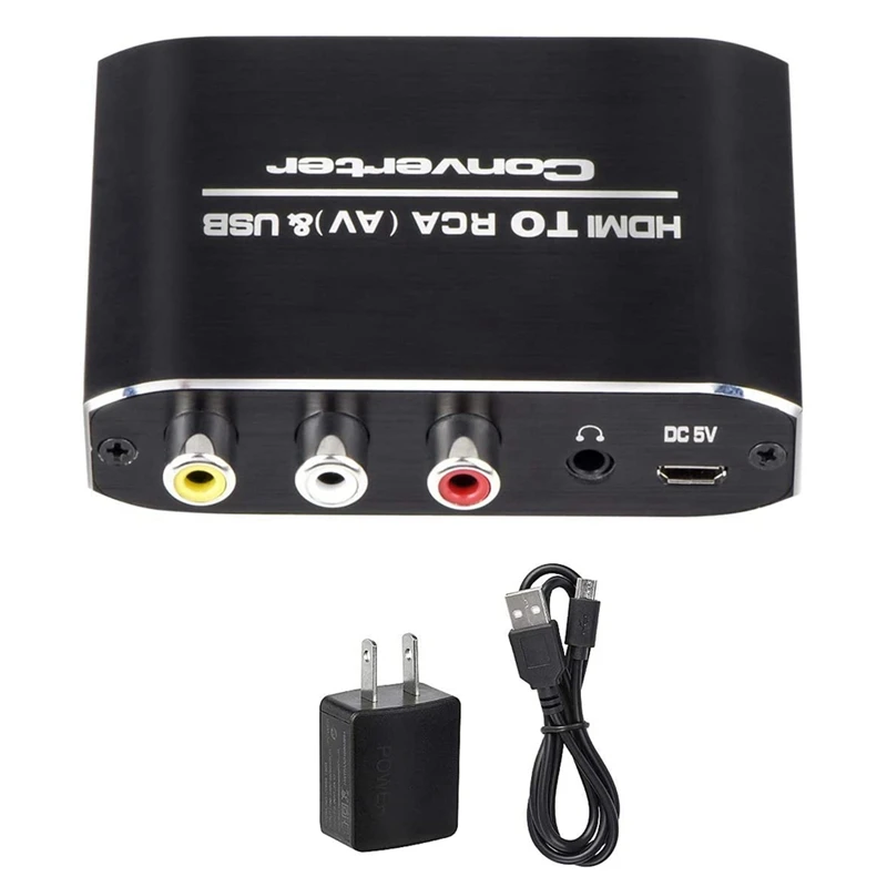 

Переходник с HDMI на RCA, аудиоадаптер 1080P на AV 3RCA CVBs 3,5 мм Aux с поддержкой PAL/NTSC для ПК, вилки стандарта США