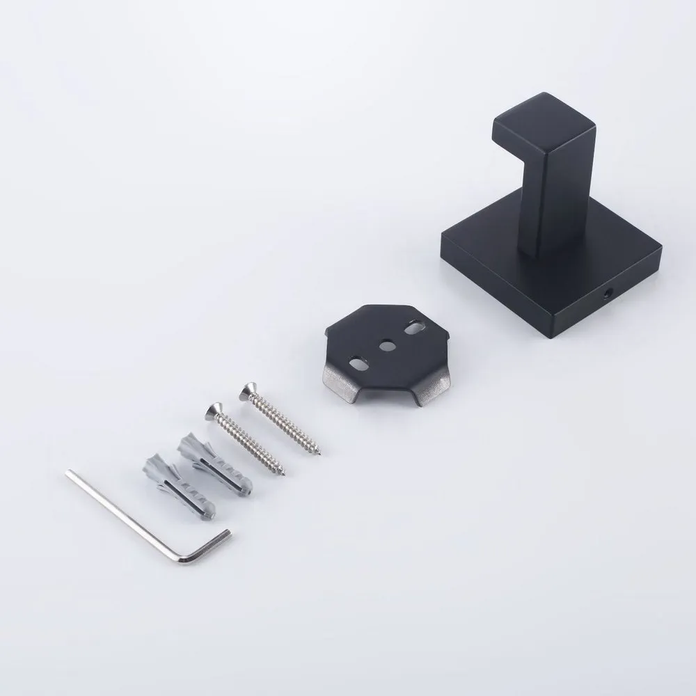 Набор аксессуаров для ванной комнаты черный крючок халата вешалка полотенец