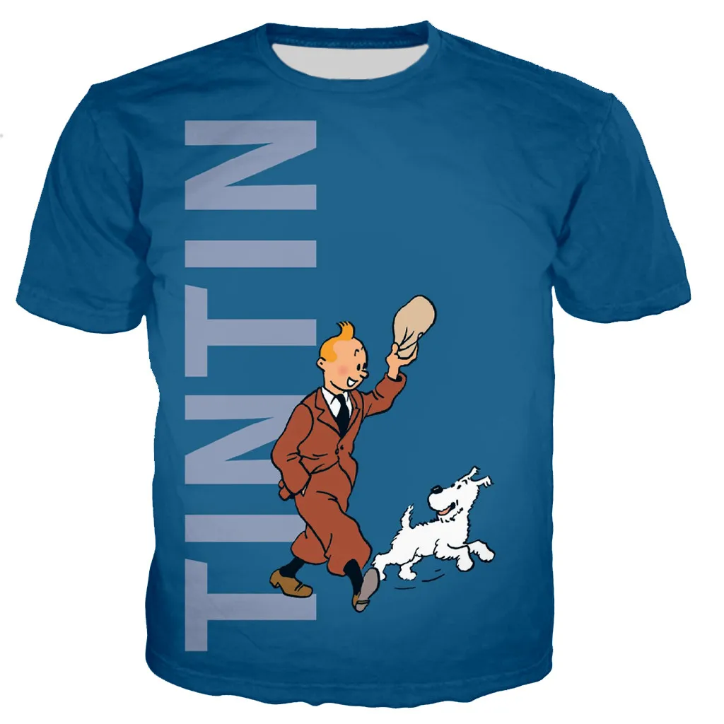 

Футболка Tintin Мужская/женская с 3D принтом, модная тенниска в повседневном стиле Харадзюку, уличная одежда, топы, Прямая поставка