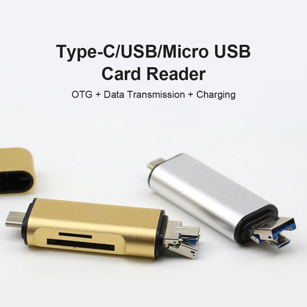 USB C Card Reader 3 in 1 Reading High Speed Memory for Android Type OTG Micro Flash Drive Cardreader Adapter | Компьютеры и офис