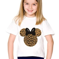 mickey mouse t shirt summer leopard print for children fashion toddler short sleeve top cartoon casual tee boy girl kids tshirt