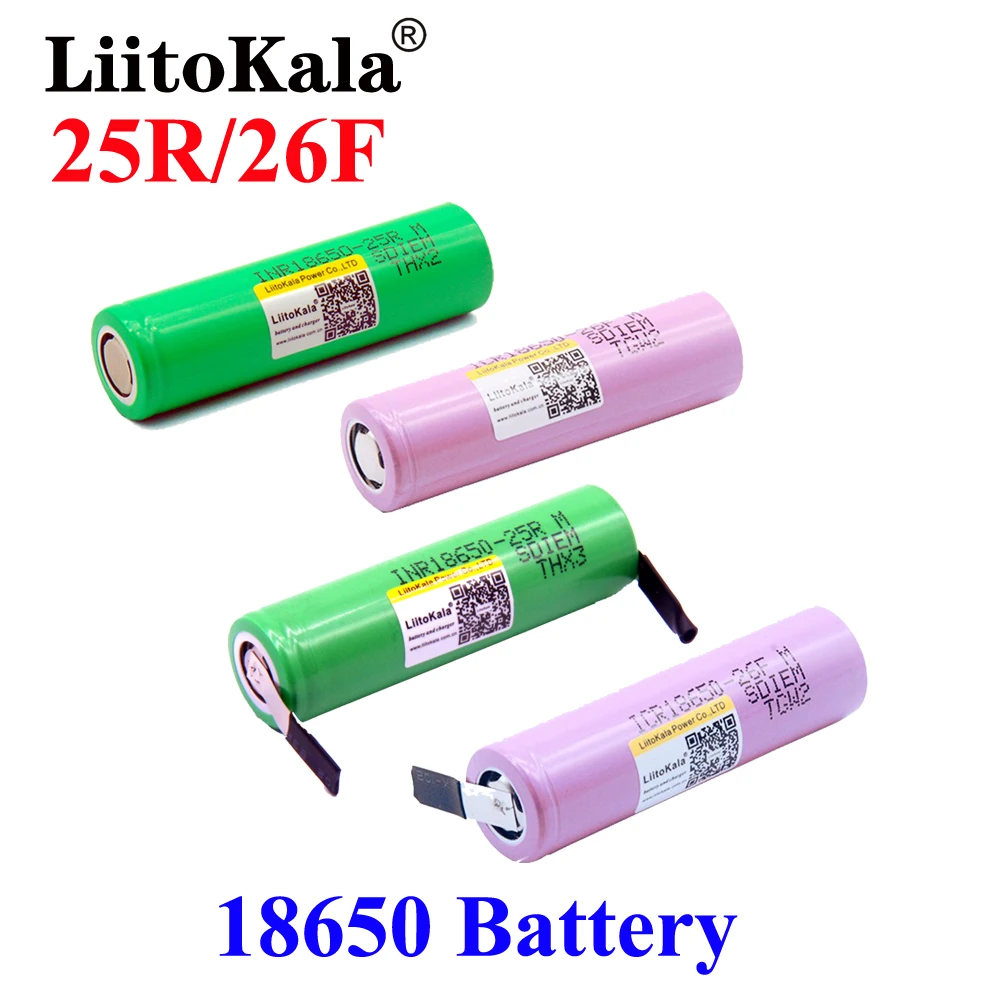 

Литий-ионный аккумулятор LiitoKala 18650, 2500 мАч, 2600 мАч, INR18650 25R 26F 20A