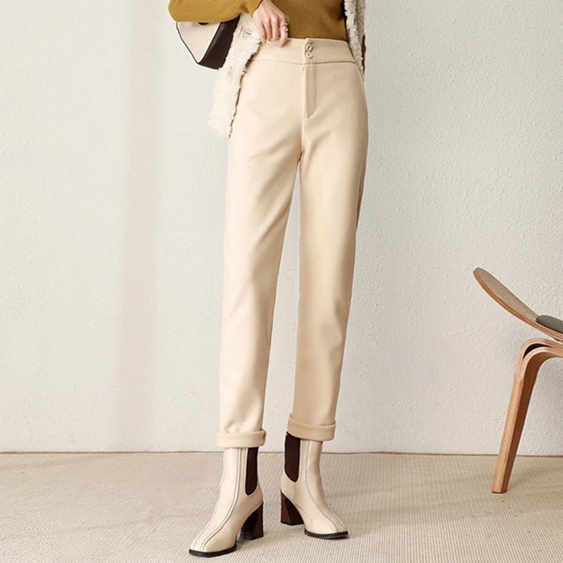 

Women Harem Woolen Pants Fashion High Waist Suit Pants Female Buttons Trousers Spring 2021 Streetwear