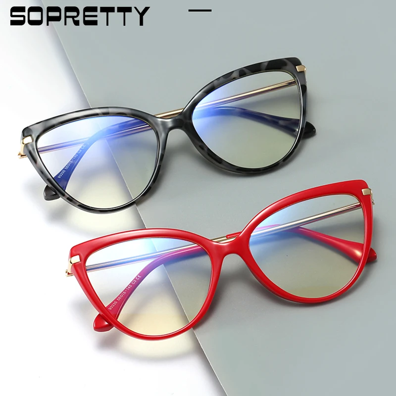 

Retro Cat-Eye Frame Female TR90 Spring Metal Legs Anti-blue Light Eyeglasses ,Women Myopia Prescription Glasses Frames F93335