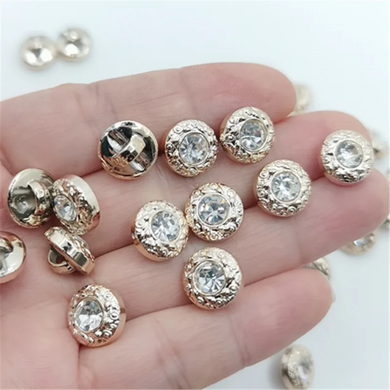 Пуговицы из сплава с инкрустацией золотом 11 мм 200 шт./лот|Пуговицы| |