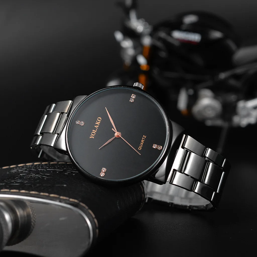 

New Fashion Alloy Steel Band Watch Simple and Ultra-thin Diamond Dial Casual Quartz Watch