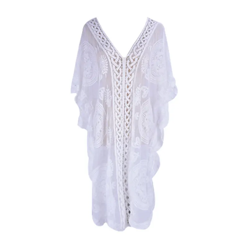 

Fashion Women'S Bathing Suit Lace See Through Loose Beach Dress Seaside Vacation Swimsuit Hollow Out Female Sexy Bikini Cover Up