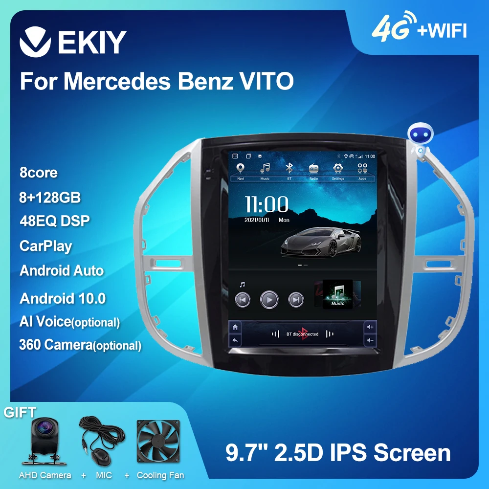 

EKIY DSP 4G LTE Android 10 Car Radio For Mercedes Benz VITO Multimedia Player Tesla Vertical Screen GPS Navigation BT Stereo DVD