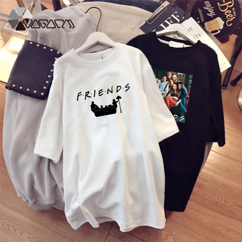 

Friends Women Tshirt Dress Letter Print Summer Fashion Loose Femme White Harajuku Mini Dresses Casual Dress