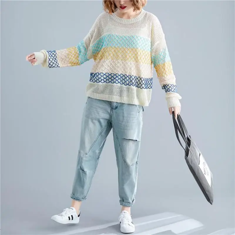 Новинка 2019 года. Повседневный Однотонный женский свитер с круглым вырезом и