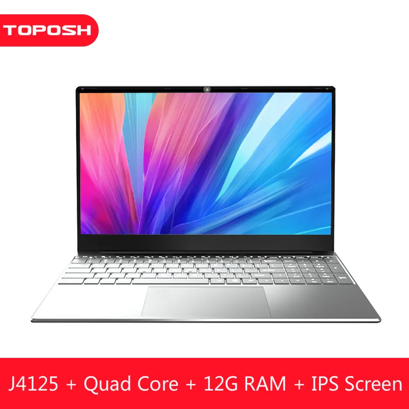 Get 12GB RAM Cheap Laptop Intel J4125 Windows 10 Pro Quad Core Netbook Slim Office 15.6 Inch Notebook 1080P PC Computer Bluetooth