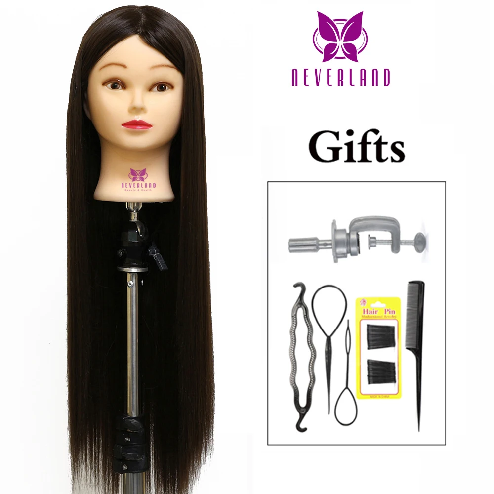 

26'' Long Matt Hair Training Head Hairdressing Mannequin Head Hairstyles Doll for Hairdresser Clamp Barber Manikin Head