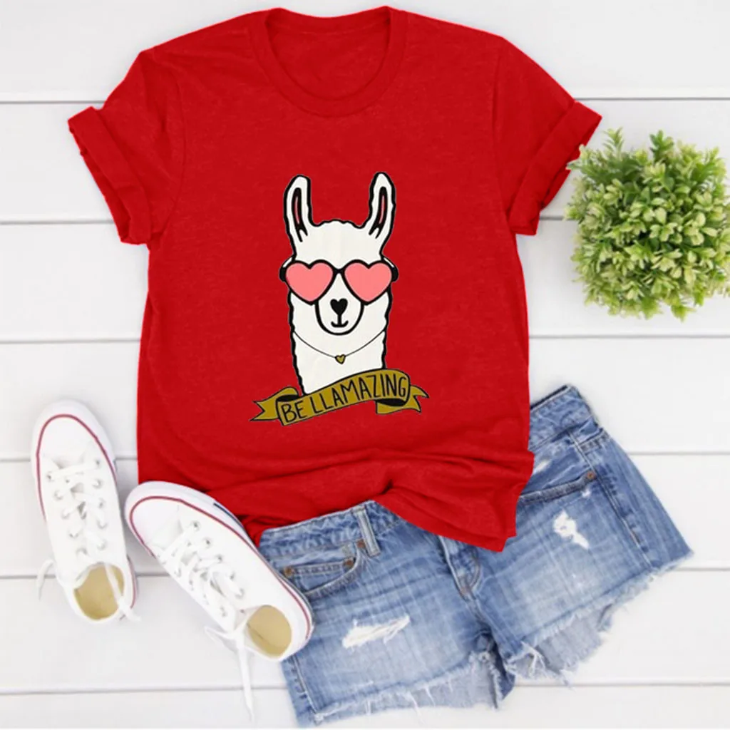 Cartoon Printed T Shirt Women Casual Loose O-neck Short Sleeved T-shirt Tops Clothes Camiseta Mujer Tshirt Haut Femme | Женская одежда