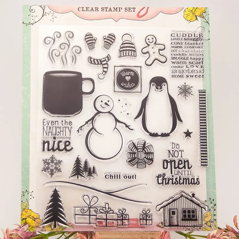 

Christmas Snowman Transparent Clear Stamps Silicone Seals for DIY Scrapbooking Photo Album Card Making T1026