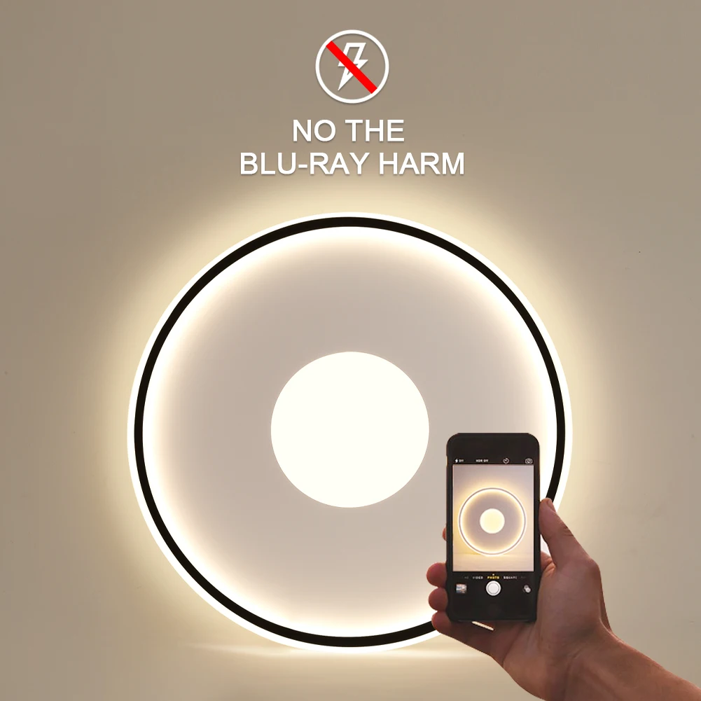 $46.13 Smart Ceiling Lamp Living Room Modern Led Lights For Room Bedroom Lamps Remote Control Dimming White Black Round Indoor Lighting
