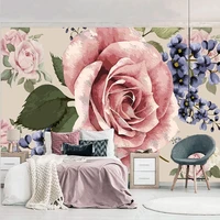 custom mural wallpaper modern minimalist hand painted 3d watercolor rose flower background wall decoration painting photo poster
