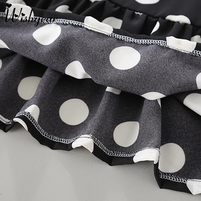 

Wishyear Girls' Suspender Vest Set Fashion Summer New Skirt Long Top And Shorts Two-Piece Set Dot Picture Cute Baby Clothes 2-6Y