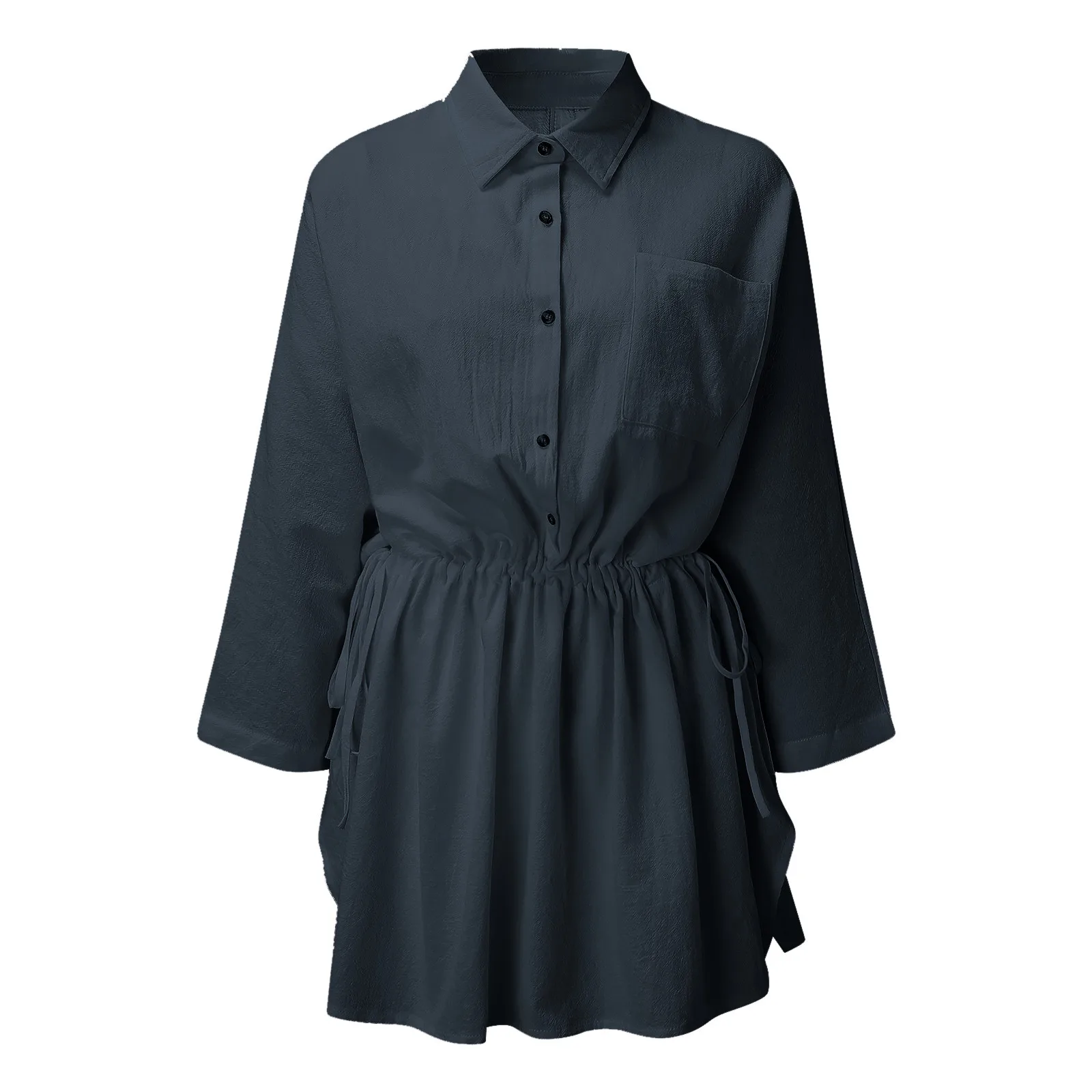 

2021 New Long Shirts Dress Women Sexy Bandage Waist Pocket Streetwear Dress Fashion Club Female Loose Casual Mini Dress Vestidos