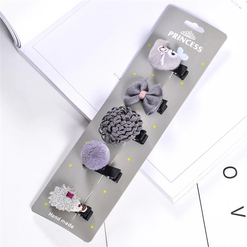 16Gray Flower 5 шт./партия, блестящие заколки принцессы для волос, булавки для волос, заколки-пряжки для волос, аксессуары для волос - Цвет: 16Gray Flower