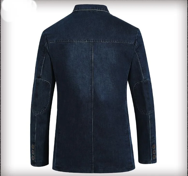 Джинсовый пиджак для мужчин Модная хлопковая винтажная куртка синее пальто