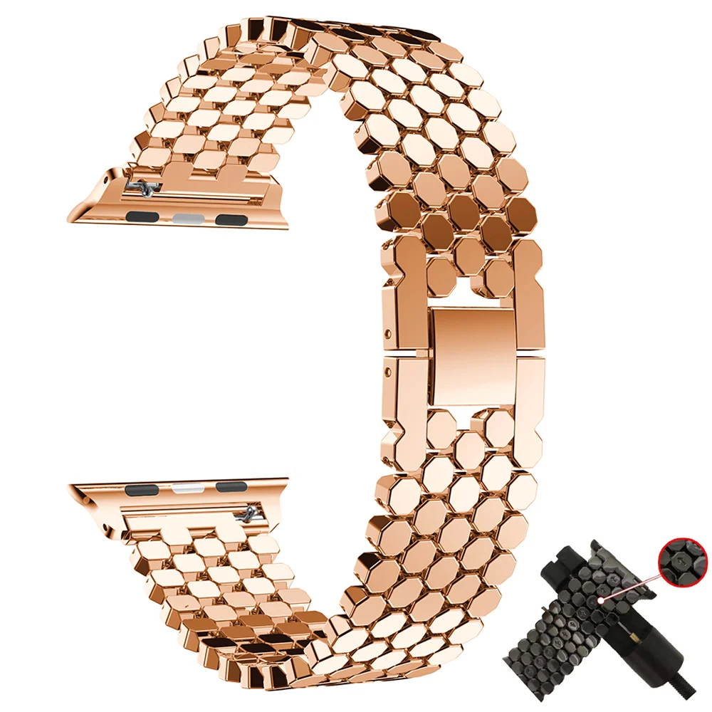 

Strap for Apple watch band 40mm 44mm 38mm 42mm Stainless steel correa metal Buckle Clasp bracelet apple watch series 6 se 5 4 3