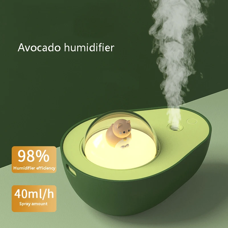 

Portable Humidifier USB Wireless Avocado Aroma Diffuser 1200mAh Battery Powered Air Humidificador with Atmosphere Lamp for Home