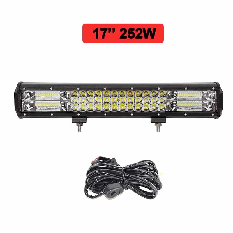 252w with wire kit 1" 17" 20''2" 28" 3" 7D светодиодный светильник Бар Offroad 288 Вт 324 комбо луч светодиодный фар дальнего света 12v 24v для грузовиков, внедорожников, квадроциклов, наводненных 4WD 4x4 - Цвет: 252w with wire kit