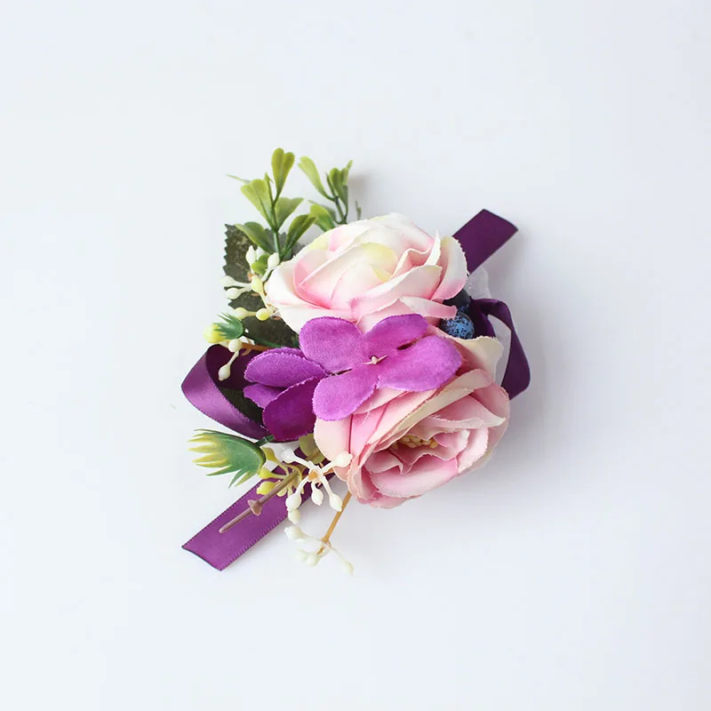 Wrist-D Йо Чо искусственный цветок для свадьбы жениха бутоньерка Buttonhole белый синий шелк цветы браслет из цветов подружки невесты Свадьба булавка - Цвет: Wrist-D