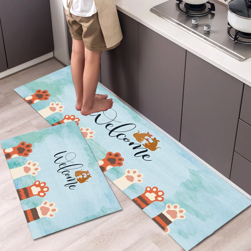 

Fashionable Simple Nordic StyleWaterproof Kitchen Floor Mat Household Carpet Long Strip Door Mat Modern Home Decor