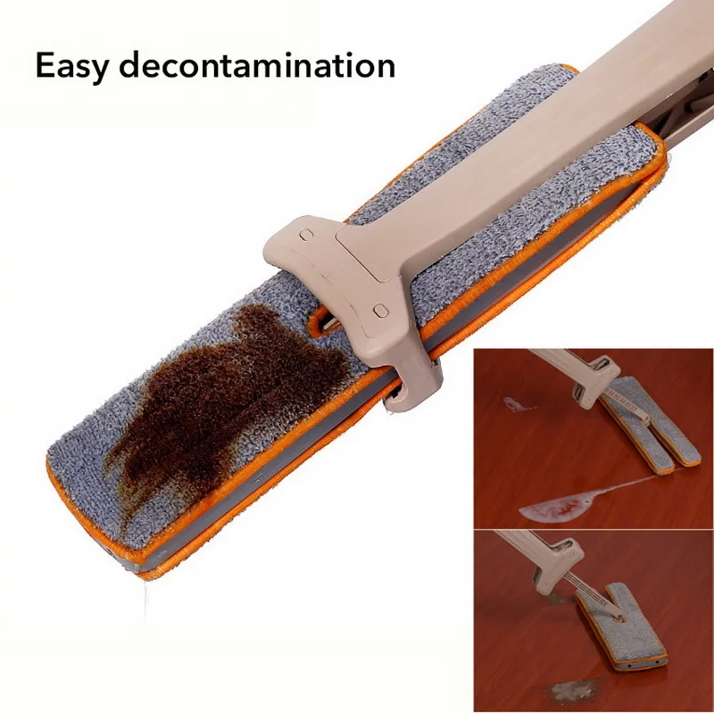 Удобная самовсасывающая двухсторонняя плоская швабра с телескопической ручкой