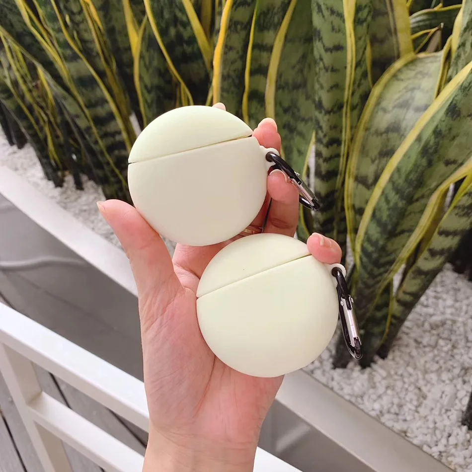 Для AirPods чехол 3D сплошной цвет светящийся шар чехол для наушников для Airpods 2/i10/i11 TWS Защитная крышка с крючок карабина