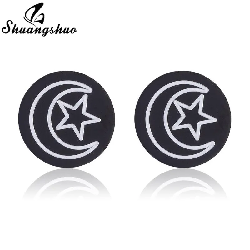 Черные серьги Shuangshuo из нержавеющей стали маленькие круглые гвоздики для женщин и