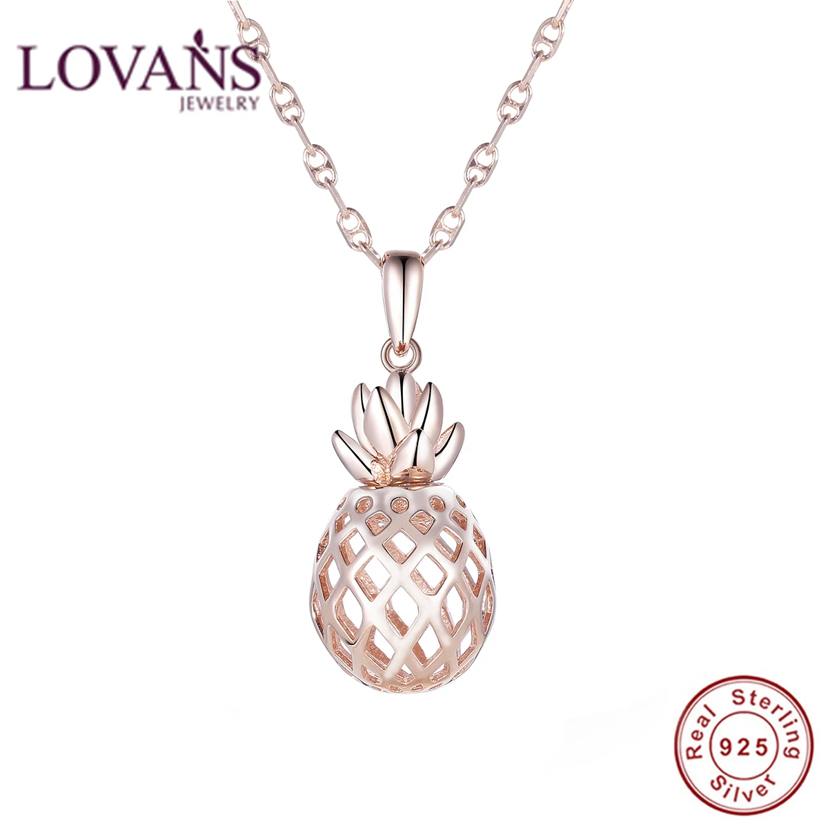 

Цепочка из серебра 925 пробы с ананасом цвета розового золота