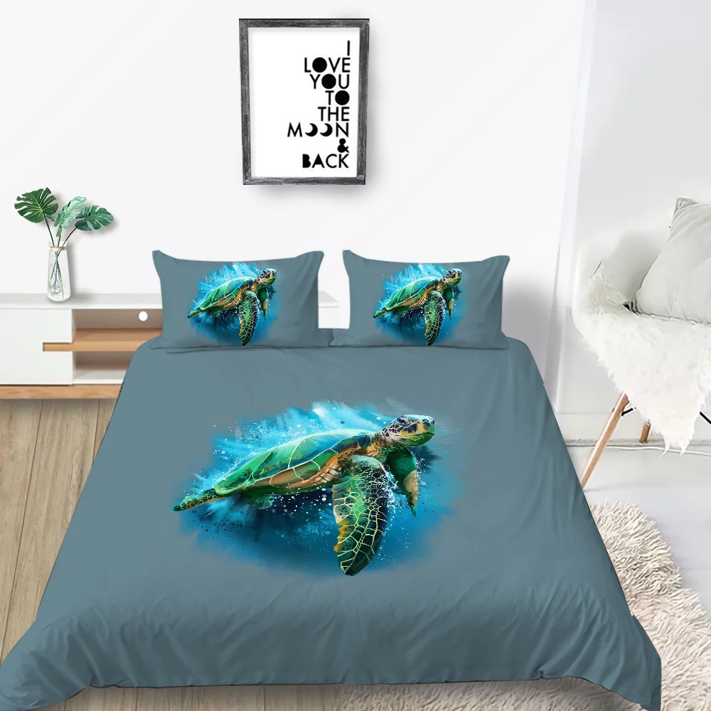 Комплект постельного белья с морской черепахой коралловый риф художественный