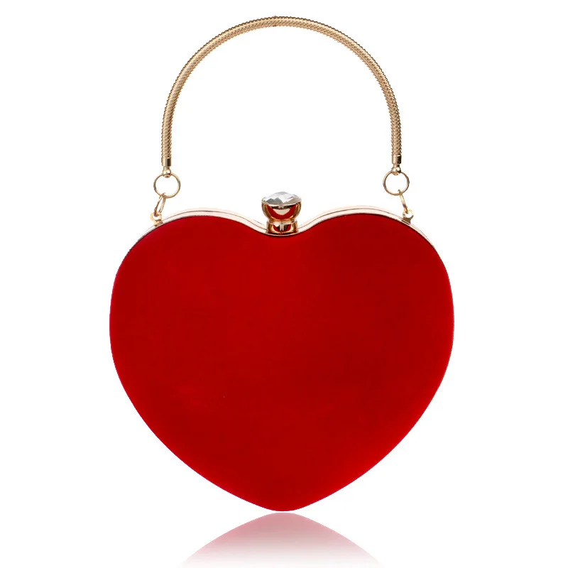 

Korean Style Women Fashion Heart Shaped Handbag Ladies Sweet Pink Crossbody Velvet Bag Cute Girls Red Black Evening Clutch Bag