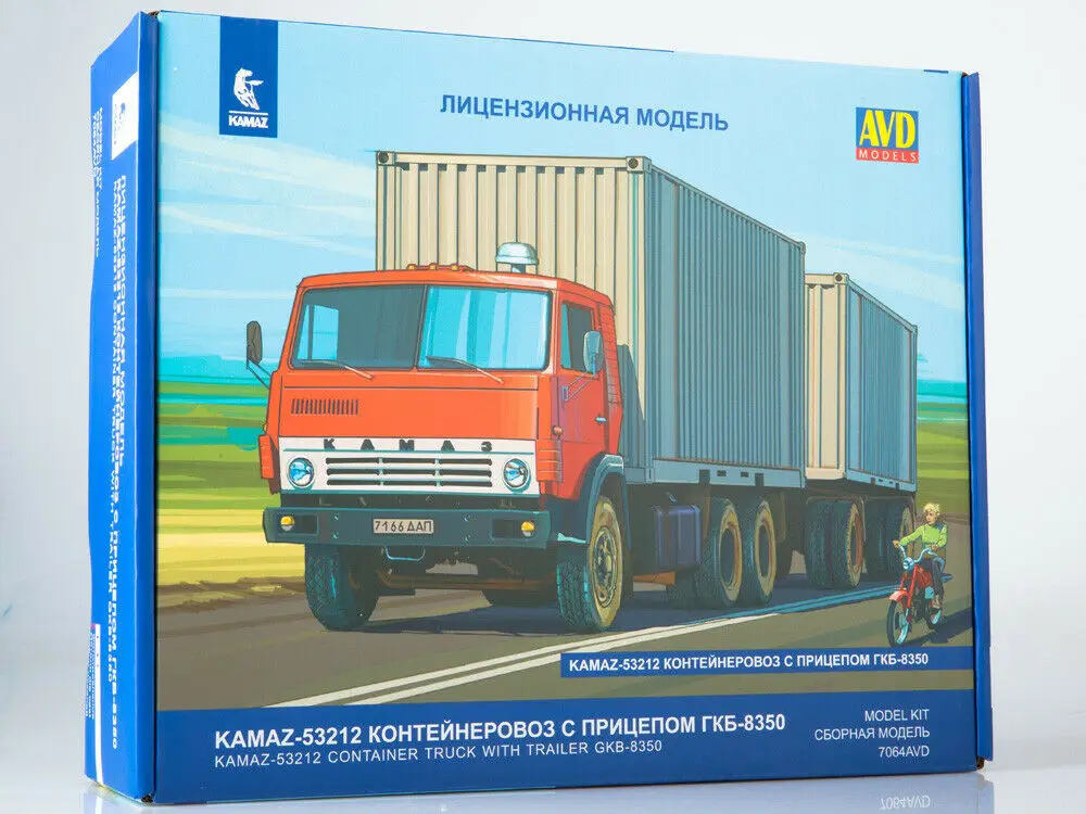 Новинка 1:43 модель грузовика-контейнера KAMAZ 53212 с прицепом несобранной литьевой